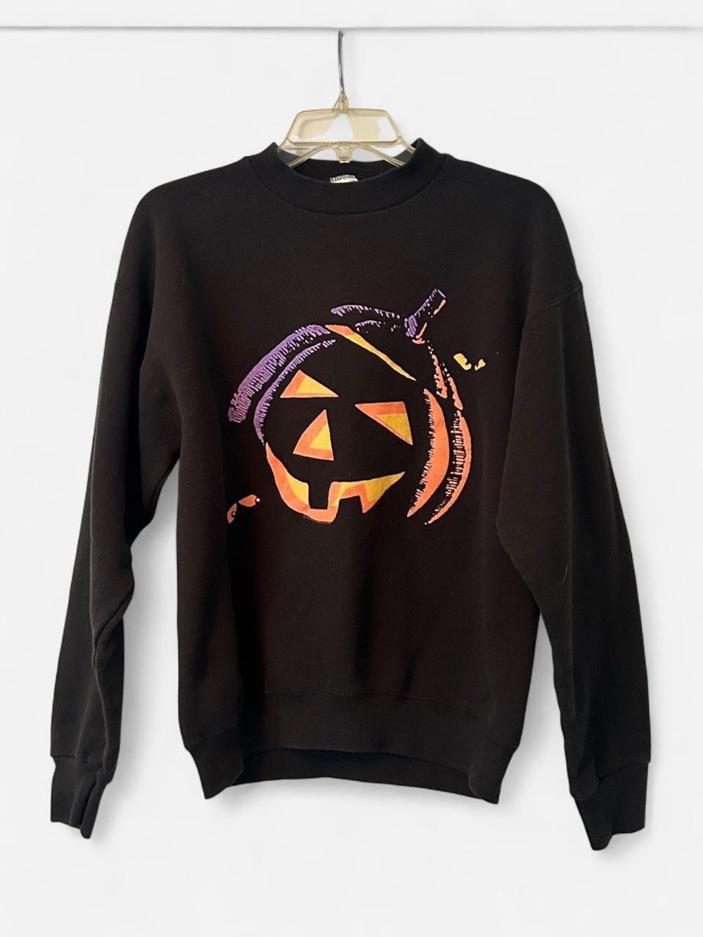 Black 1990s Halloween Pumpkin Graphic Crewneck Sweatshirt